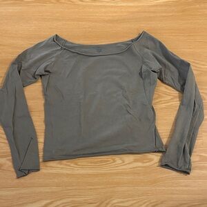 Brandy Melville Olive Boat Neck Long Sleeve Top